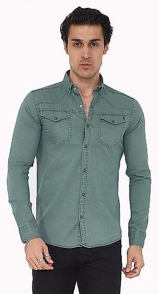 Megaman Jeans Langarmhemd Herren Hemd Basic Freizeithemd Unifarben Langarm günstig online kaufen