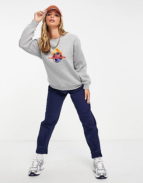 HUF – Legeres Sweatshirt mit Feuer-Logo-Grau günstig online kaufen