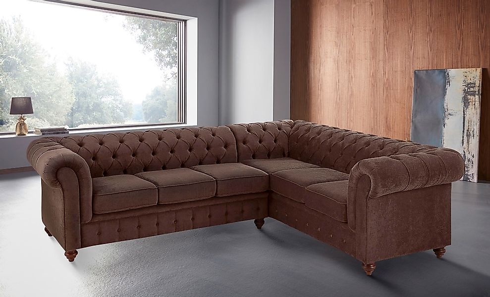Home affaire Chesterfield-Sofa "Chesterfield Ecksofa, auch in Leder L-Form" günstig online kaufen