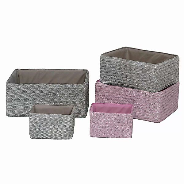 Korb-set Dkd Home Decor Grau Rosa Aluminium Pp (41 X 29 X 18 Cm) günstig online kaufen