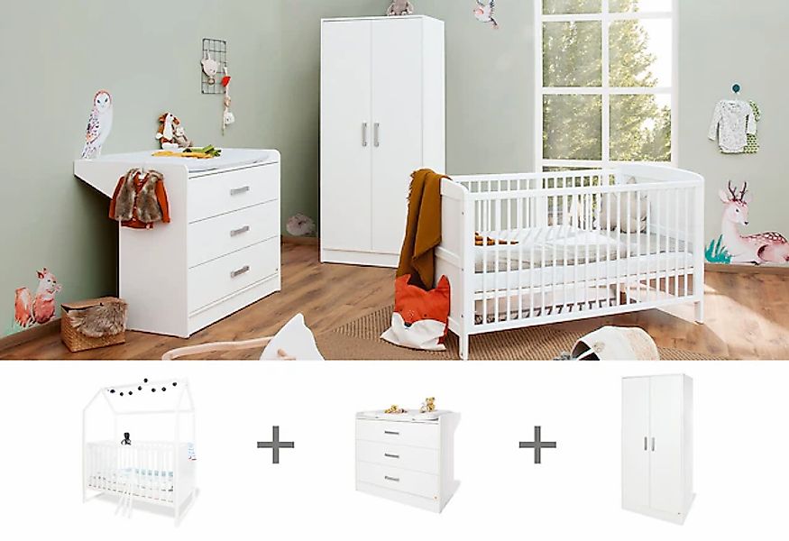 Pinolino® Babyzimmer-Komplettset »Hilda & Viktoria«, (Spar-Set, 3 tlg., Hau günstig online kaufen