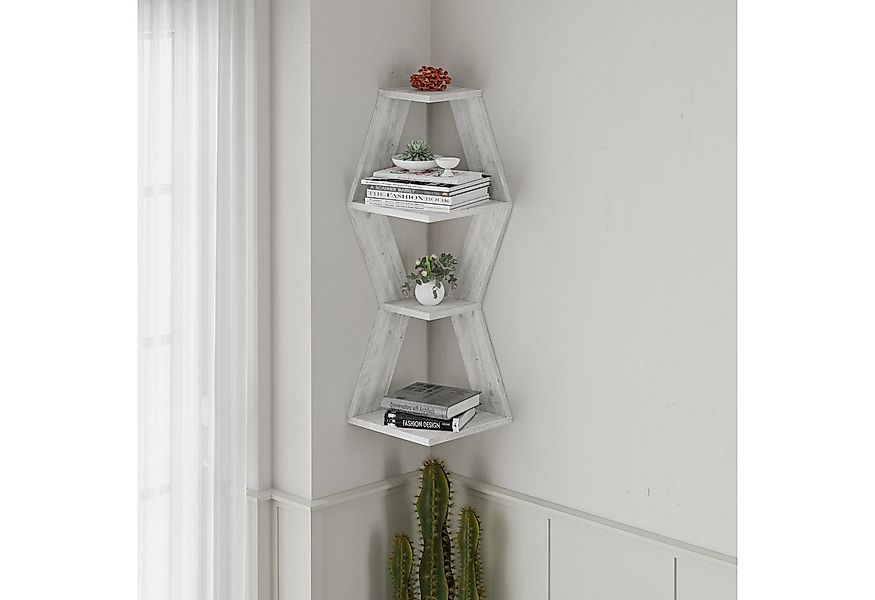 Decortie Eckregal Sablor, Modernes Eck-Wandregal, 30 x 30 x 86 cm günstig online kaufen