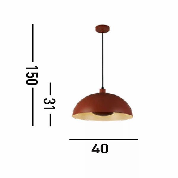 Hängeleuchte Mars, dunkel-orange, Ø 40 cm, Stahl günstig online kaufen