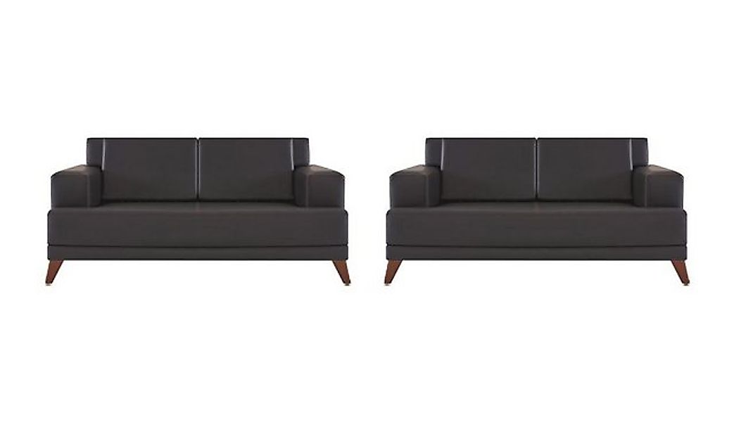 JVmoebel 2-Sitzer Sofa-Set 2-Sitzer Schwarz Ledersofas Modern Leder Hol Sit günstig online kaufen