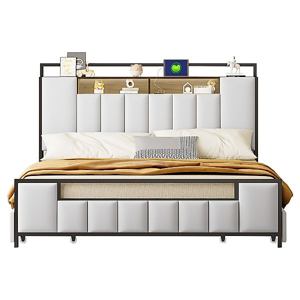 Flieks Metallbett, LED Polsterbett 160x200cm mit günstig online kaufen