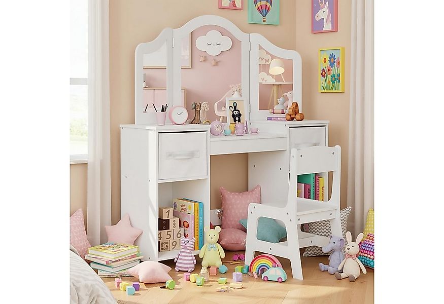 TLGREEN Schminktisch Kinderschminktisch 2 in 1,mit Abnehmbarem Spiegel (108 günstig online kaufen