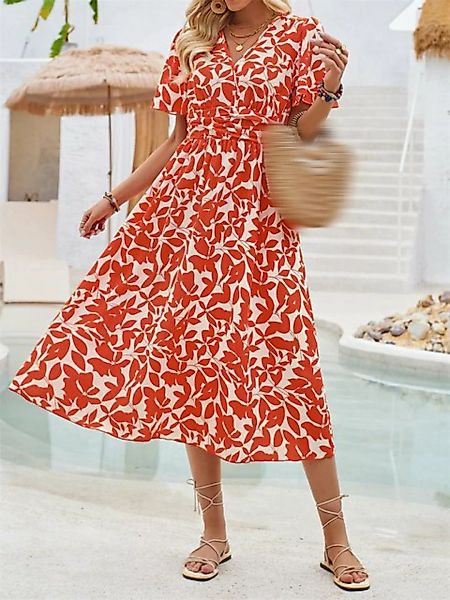 AFAZ New Trading UG Dirndl Kurzärmliges, tailliertes Kleid mit Blumendruck günstig online kaufen
