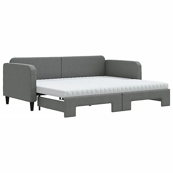 vidaXL Bett Tagesbett Ausziehbar mit Matratzen Dunkelgrau 90x190 cm Stoff günstig online kaufen