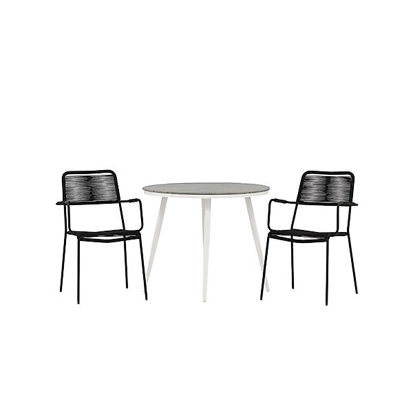 ebuy24 Break Gartenset Tisch Ø90cm Grau 2 Stühle Lindos Schwarz günstig online kaufen