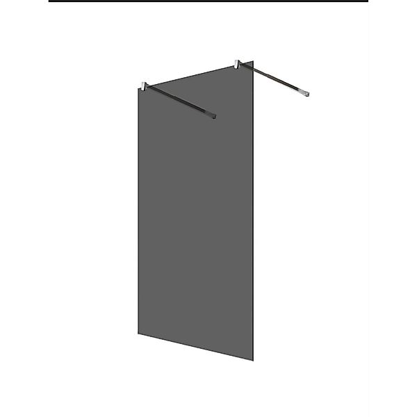 Glaszentrum Hagen 98x200cm Walk in Duschwand Grauglas - Freistehend Eckig günstig online kaufen