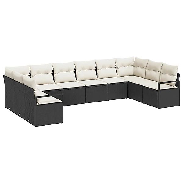 vidaXL Garten-Sofa-Set 10-Tlg Schwarz Poly Rattan 3346557 günstig online kaufen