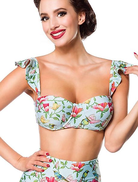 Vintage Bikini-Oberteil Blau/Pink/Grün günstig online kaufen