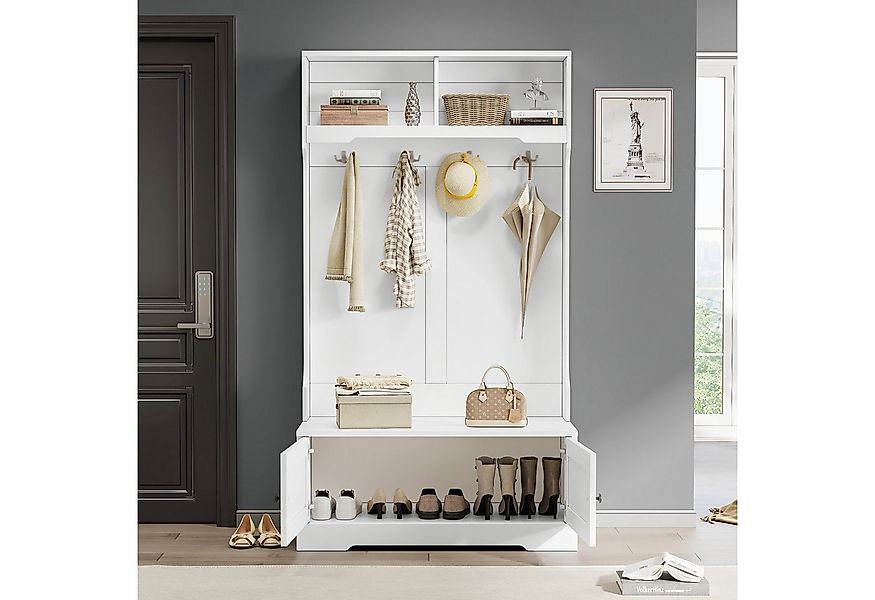 REDOM Garderoben-Set Mit Sitzbank, 4 Haken, 2 offenen Fächern und Stauraumg günstig online kaufen