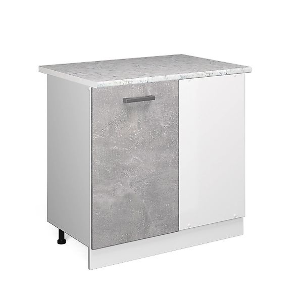 Vicco Eckunterschrank R-Line Küchen Eckschrank Beton/Weiß 86 cm AP Marmor günstig online kaufen