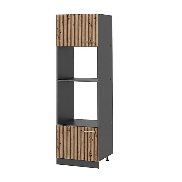 Vicco Mikrowellenumbauschrank R-Line, Weiß Hochglanz/Anthrazit, 60 cm günstig online kaufen