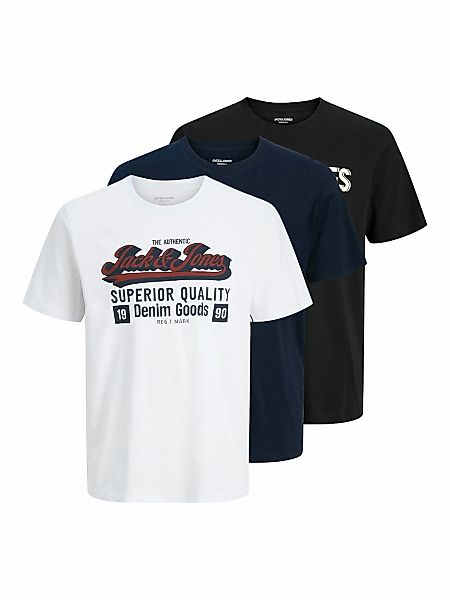 Jack & Jones PlusSize T-Shirt "JJELOGO TEE SS 2 COL AW25 3PK MP PLS", (Pack günstig online kaufen