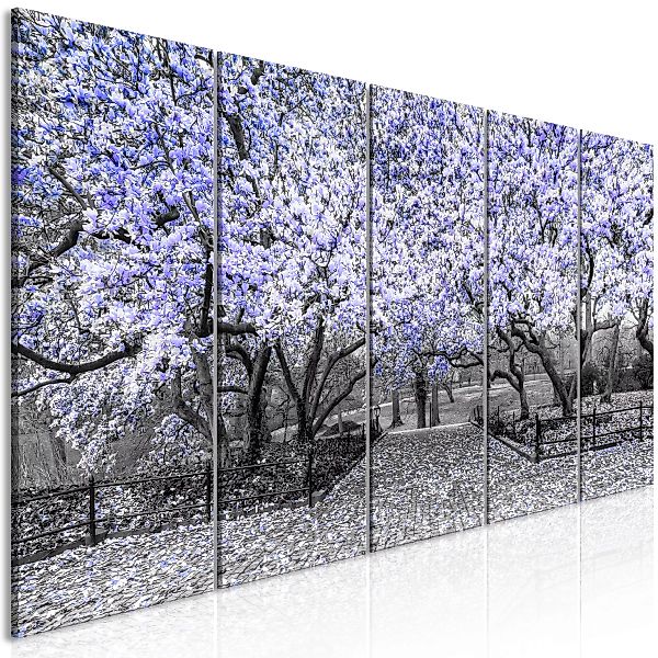 Wandbild - Magnolia Park (5 Parts) Narrow Violet günstig online kaufen