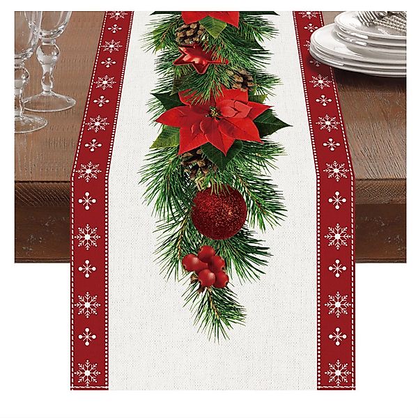 Coonoor Tischläufer Roter Leinen-Weihnachtstischläufer 230 x günstig online kaufen
