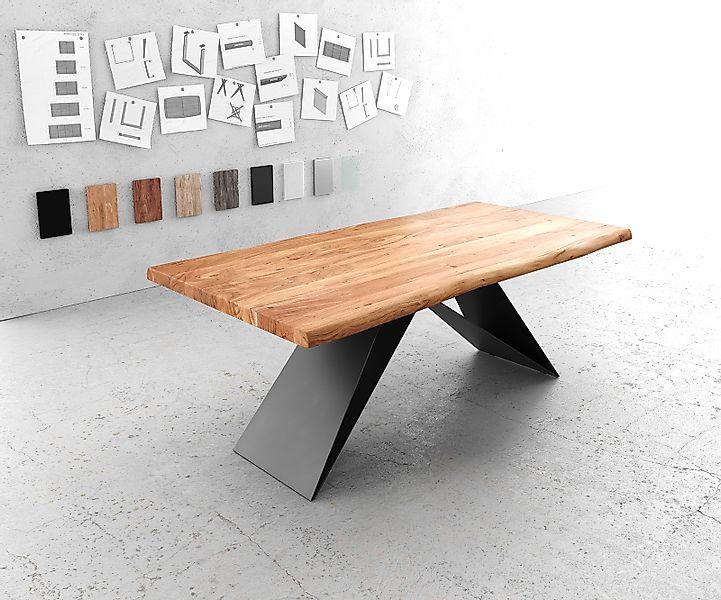 DELIFE Esstisch Edge, Akazie Natur 200x100 günstig online kaufen
