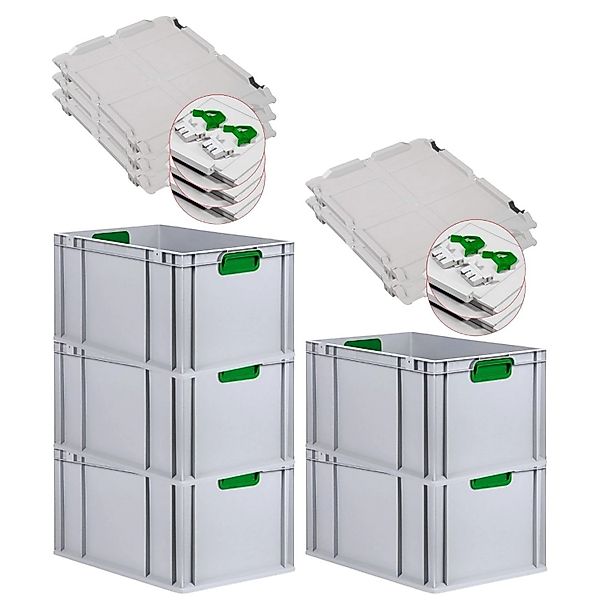 PROREGAL Spar Set 5x Eurobox Nextgen Color Mit Scharnierdeckel & Schiebesch günstig online kaufen
