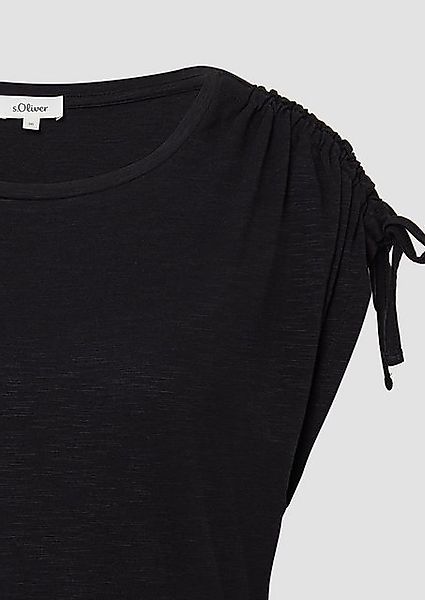 s.Oliver Shirttop T-Shirt mit Flammgarnstruktur und Raffung günstig online kaufen