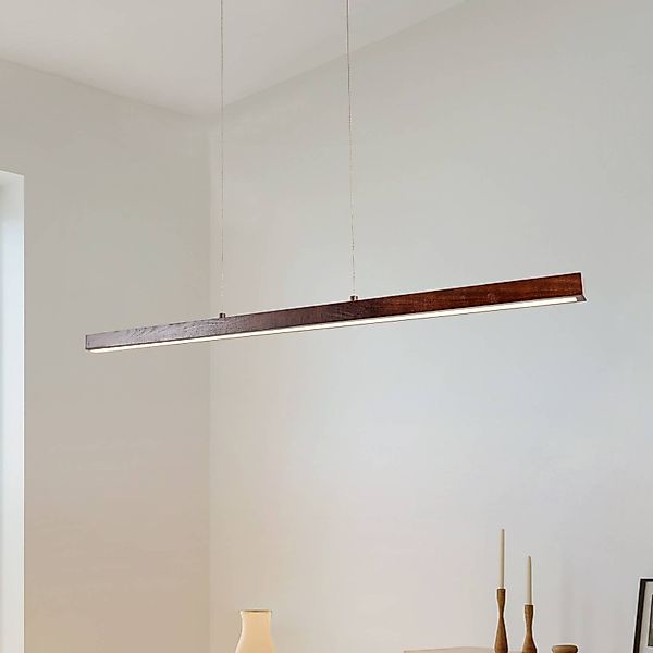 Lucande LED-Hängelampe Nihalo, walnuss, 122 cm, dimmbar, CCT günstig online kaufen
