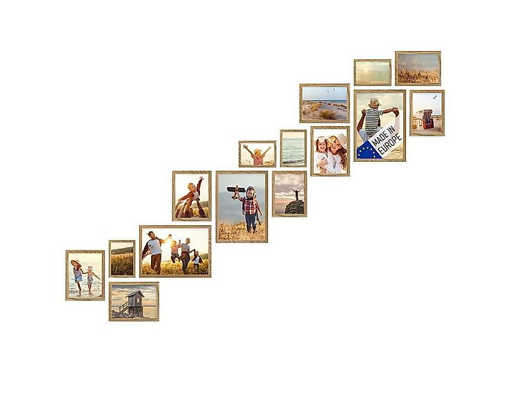 PHOTOLINI Bilderrahmen 15er Set Echtholz-Rahmen, Acrylglas 10x15 bis 21x30 günstig online kaufen