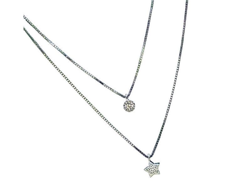 ELLAWIL Silberkette Damenketten mit Stern und runden Zirkonia-Anhänger im L günstig online kaufen