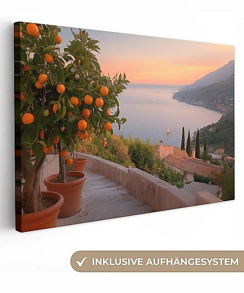 OneMillionCanvasses® Leinwandbild Mittelmeer - Orange - Hügel - Meer, Fotod günstig online kaufen