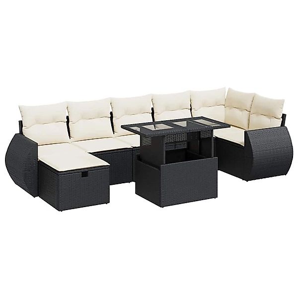 vidaXL 8-Tlg Garten-Sofagarnitur mit Kissen Schwarz Poly Rattan 3327906 günstig online kaufen