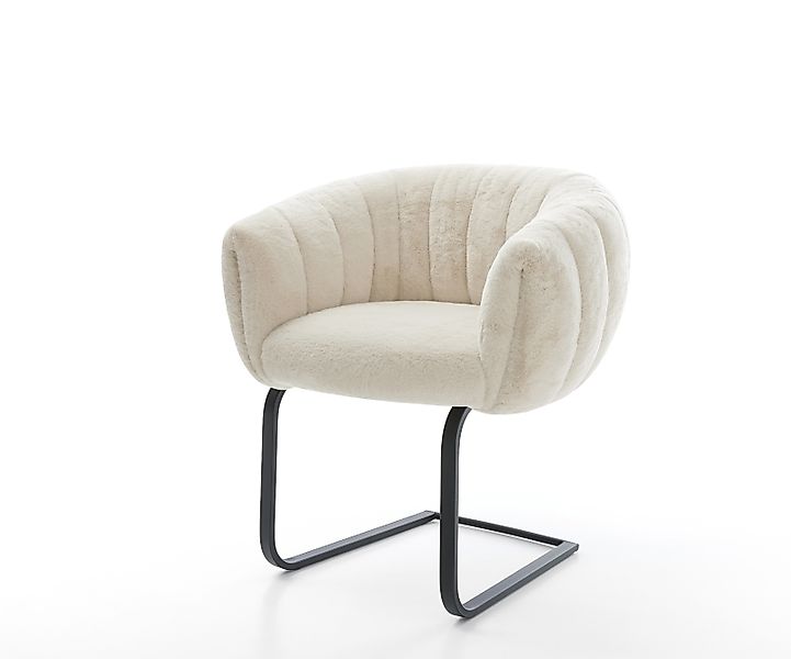 Freischwinger Jada-Flex Plüsch Creme-Weiß Freischwinger flach Schwarz Tasch günstig online kaufen