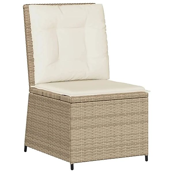 vidaXL Gartensessel mit Liegefunktion und Kissen Beige Poly Rattan 368977 günstig online kaufen
