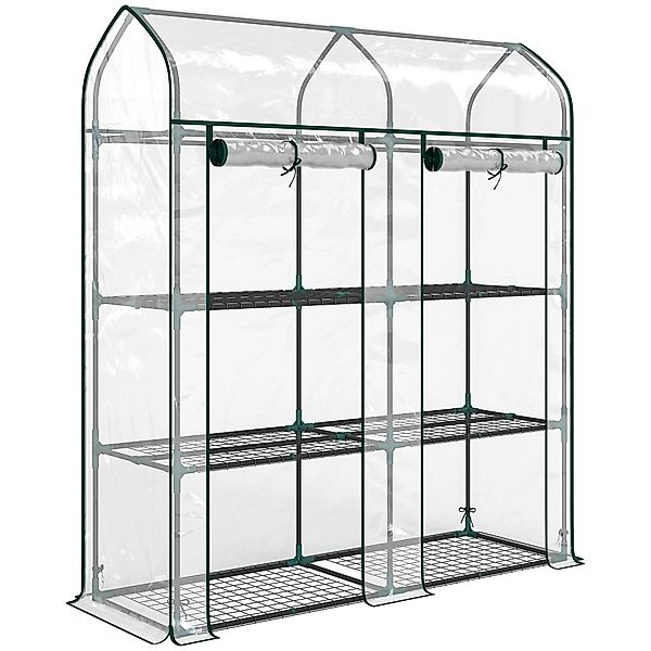 Outsunny Kleines Gewächshaus mit 3 Ebenen, Außen-Gewächshaus mit 2 aufrollb günstig online kaufen