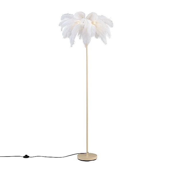 Qazqa Stehlampe Peahen, ohne Leuchtmittel, E14, Beige, Art Deco, Stahl, 5-f günstig online kaufen