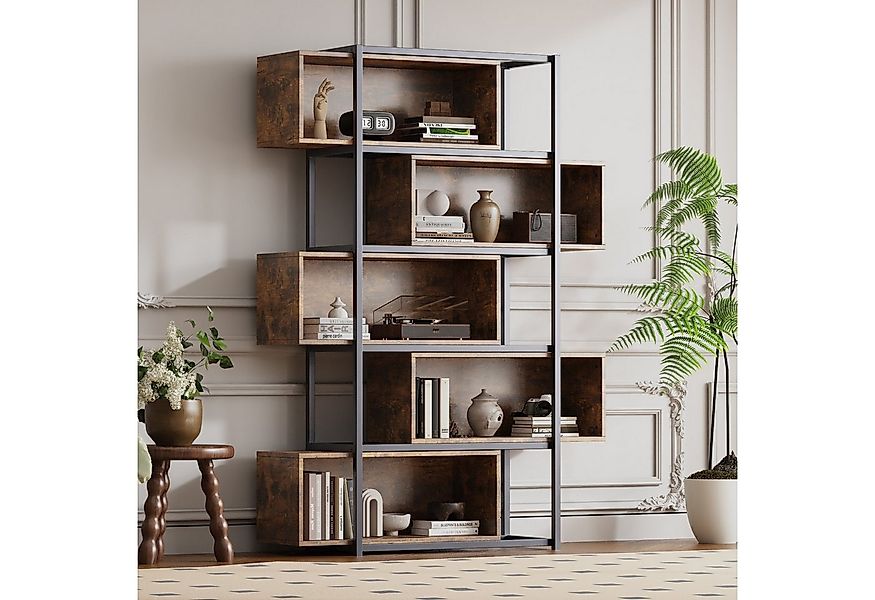 Flieks Bücherregal brauner Holzoptik, 5 verstellbare Fächer, 1-tlg., Standr günstig online kaufen