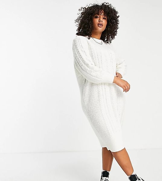 Noisy Mai Curve – Midi-Pulloverkleid aus Strick in Cremeweiß günstig online kaufen