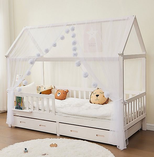 Alavya Home® Betthimmel Der Luxus DEKO SET für HAUSBETT 80x160 I 90x200 (3- günstig online kaufen