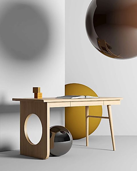 Woodman Schreibtisch "Bau" besonderes Design, Breite 140 cm, FSC-zertifizie günstig online kaufen
