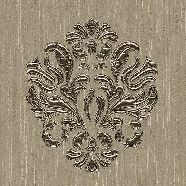 Bricoflor Vlies Barocktapete Braun Gold Elegante Tapete mit Textil Ornament günstig online kaufen