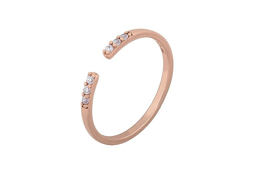 CAÏ Fingerring 925/- Sterling Silber rosévergoldet offen Zirkonia Stacking günstig online kaufen