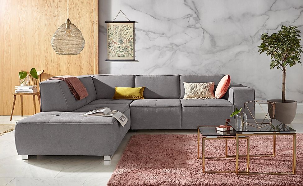 INOSIGN Ecksofa "Sapporo L-Form" wahlweise Bettfunktion oder Sitztiefenvers günstig online kaufen