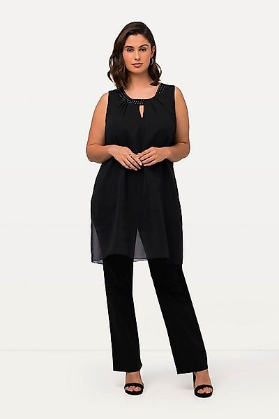 Ulla Popken Tunika Longtunika Ziersteine A-Linie Rundhals ärmellos günstig online kaufen