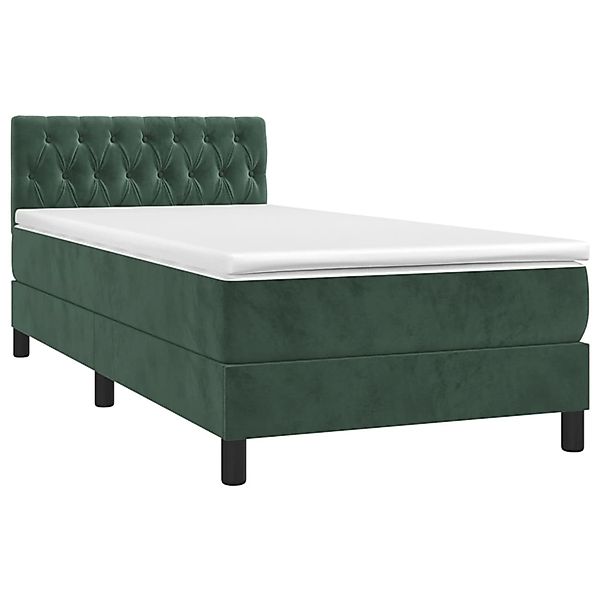 vidaXL Boxspringbett mit Matratze & LED Dunkelgrün 90x190 cm Samt 3134558 günstig online kaufen