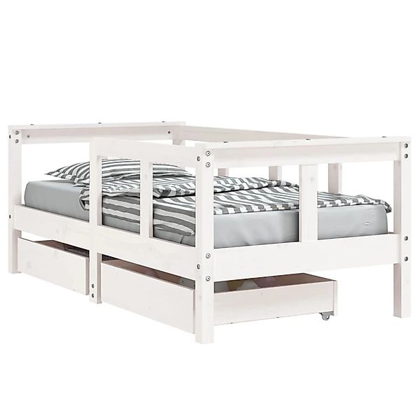 vidaXL Kinderbett mit Schubladen Weiß 70x140 cm Massivholz Kiefer 834412 günstig online kaufen