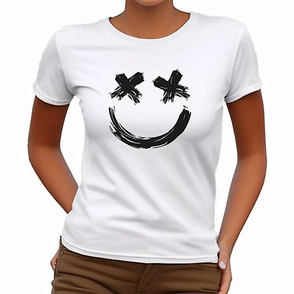 Banco T-Shirt Damen Unifarben Smiley Gesicht Größe XS bis 6XL, 100% Baumwol günstig online kaufen