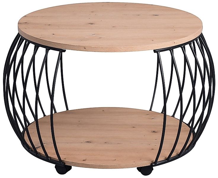 M2 Kollektion Couchtisch PEKING, Ø 60 cm, mit Rollen, mit Ablage günstig online kaufen