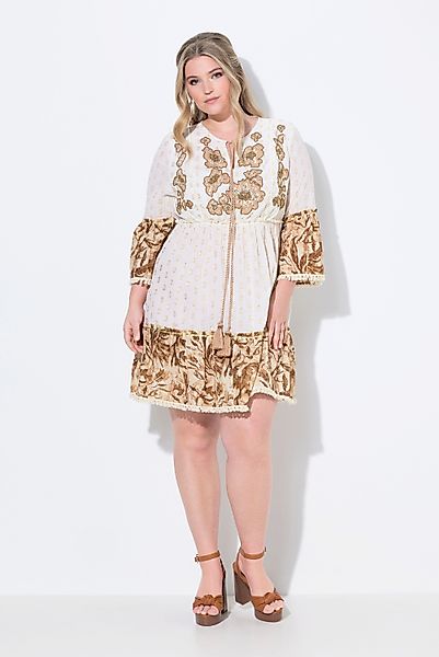 MIAMODA Longbluse Tunika A-Linie Blüten-Stickereien 3/4-Ärmel günstig online kaufen