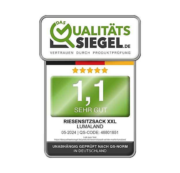 Lumaland Sitzsack GIANT Cord Sitzsack Stabile Lehne ideal fürs Gaming, verd günstig online kaufen