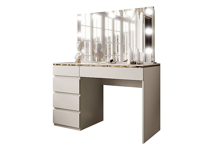 ALLHOUSE24 Schminktisch LAURA KACHMIR 120 cm mit Spiegel und Beleuchtung Ko günstig online kaufen