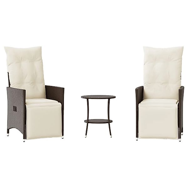vidaXL 3-Tlg Bistro-Set mit Kissen Braun Poly Rattan 365674 günstig online kaufen